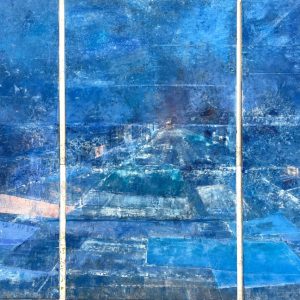 Annette-Selle_Stadt-aus-Gold_2025_dreiteilig_Oel_Leinwand_140x240cm